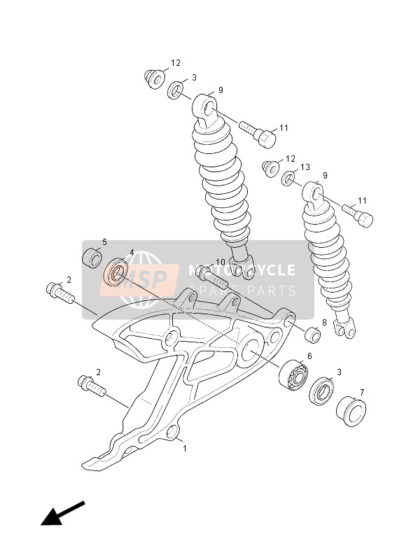 Yamaha NXC125-EA 2012 Rear Arm & Suspension for a 2012 Yamaha NXC125-EA